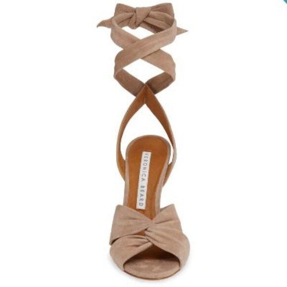 Veronica Beard Womens Tan Fine Suede Open Toe Ankle Wrap Heels Sandals Sz 9 New - Picture 3 of 12